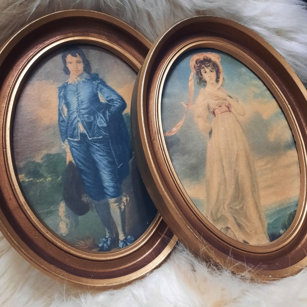 ~{Vintage}~ Victorian style print circle pictures.